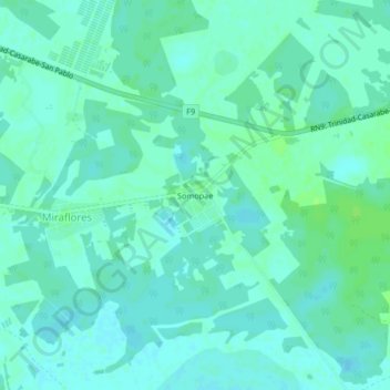 Mapa topográfico Somopae, altitud, relieve