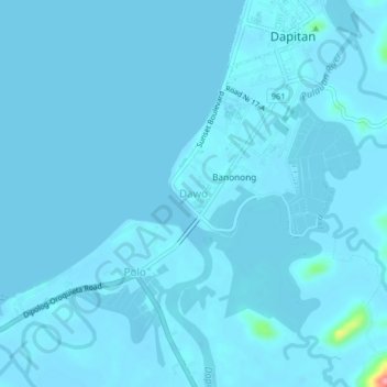 Mapa topográfico Dawo, altitud, relieve