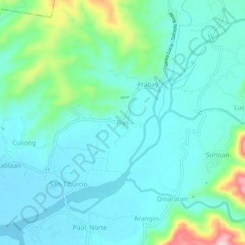 Mapa topográfico Pias, altitud, relieve