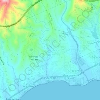 Mapa topográfico La Resina, altitud, relieve