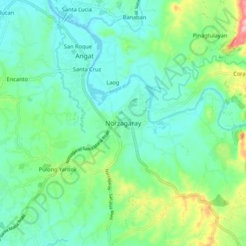 Mapa topográfico Norzagaray, altitud, relieve