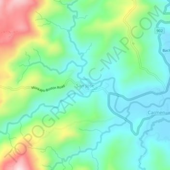 Mapa topográfico San Jose, altitud, relieve