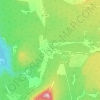 Mapa topográfico Indian Pine, altitud, relieve