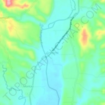 Mapa topográfico Grebona, altitud, relieve