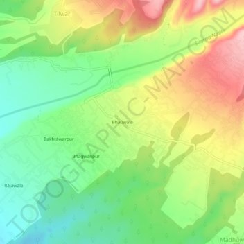 Mapa topográfico Bhaūwāla, altitud, relieve