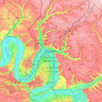 Mapa topográfico Ruan, altitud, relieve