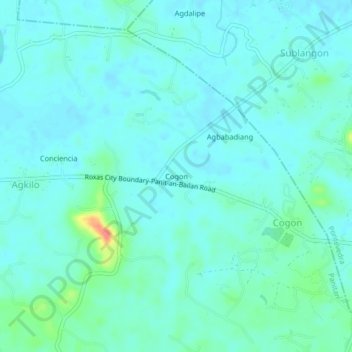 Mapa topográfico Cogon, altitud, relieve