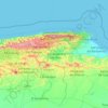 Mapa topográfico Valles del Tuy, altitud, relieve