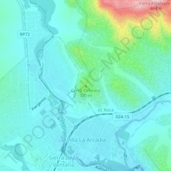 Mapa topográfico Cerro Ceferino, altitud, relieve