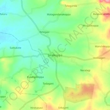 Mapa topográfico Siralkoppa, altitud, relieve