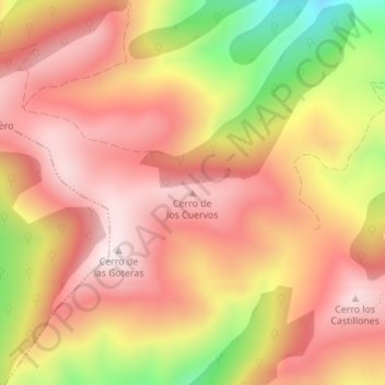 Mapa topográfico Cerro de los Cuervos, altitud, relieve