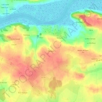 Mapa topográfico Baragan, altitud, relieve