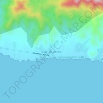 Mapa topográfico Caletón Blanco, altitud, relieve