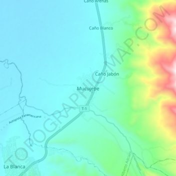 Mapa topográfico Mucujepe, altitud, relieve