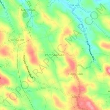 Mapa topográfico Panthamakkal, altitud, relieve