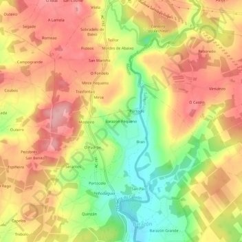 Mapa topográfico Barazón Pequeno, altitud, relieve