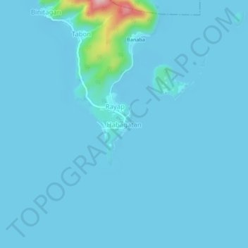 Mapa topográfico Habagatan, altitud, relieve