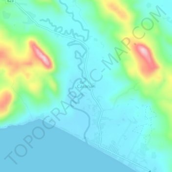 Mapa topográfico Caranan, altitud, relieve