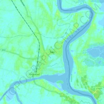 Mapa topográfico Taki, altitud, relieve