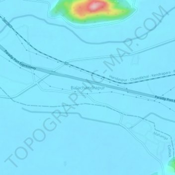 Mapa topográfico Balachandrapur, altitud, relieve