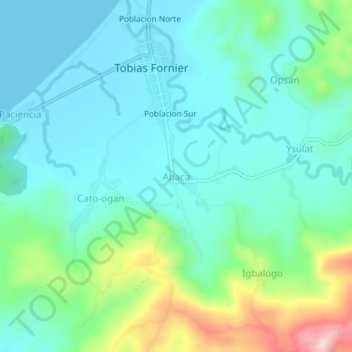 Mapa topográfico Abaca, altitud, relieve