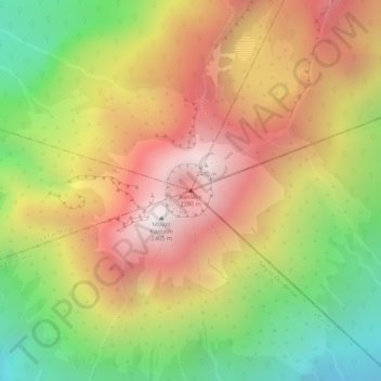 Mapa topográfico Kanlaon, altitud, relieve