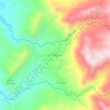 Mapa topográfico San Roque, altitud, relieve