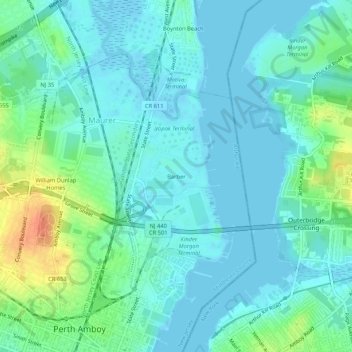Mapa topográfico Barber, altitud, relieve