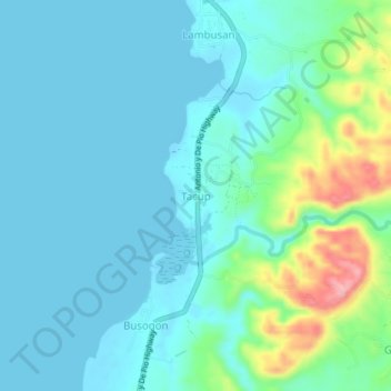 Mapa topográfico Tacup, altitud, relieve