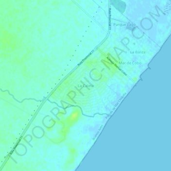 Mapa topográfico La Caleta, altitud, relieve