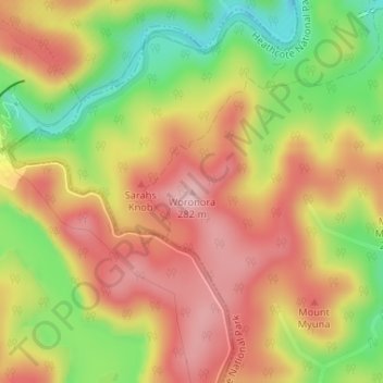 Mapa topográfico Woronora, altitud, relieve