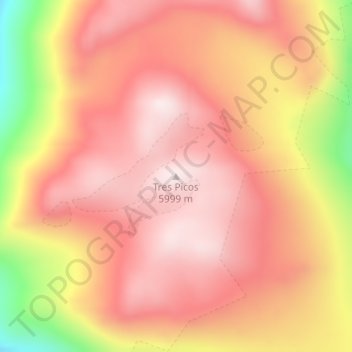 Mapa topográfico Tres Picos, altitud, relieve