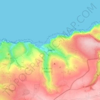 Mapa topográfico Lee, altitud, relieve