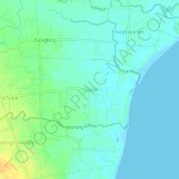 Mapa topográfico Ticalan, altitud, relieve