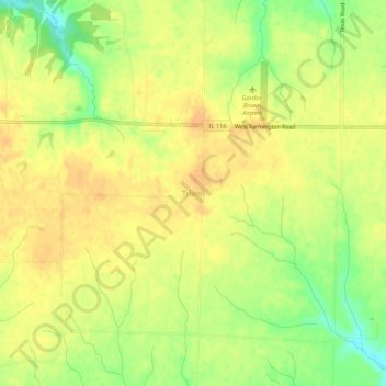 Mapa topográfico Trivoli, altitud, relieve