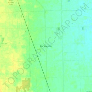 Mapa topográfico Ida Township, altitud, relieve