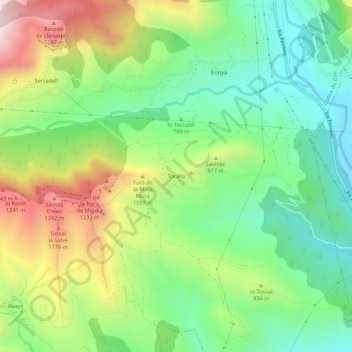 Mapa topográfico Toralla, altitud, relieve
