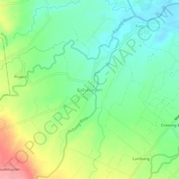 Mapa topográfico Kabasagan, altitud, relieve