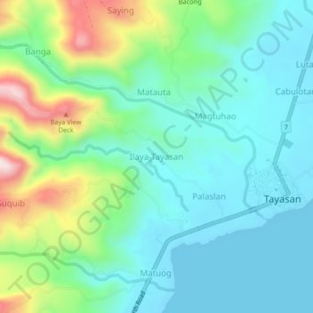Mapa topográfico Ilaya-Tayasan, altitud, relieve