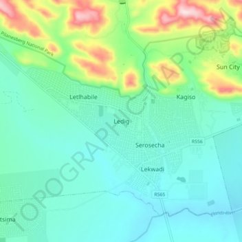 Mapa topográfico Ledig, altitud, relieve