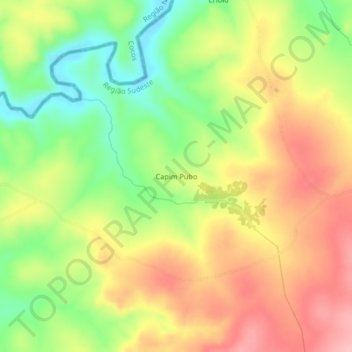 Mapa topográfico Capim Pubo, altitud, relieve