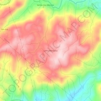Mapa topográfico Linha Mesquita, altitud, relieve