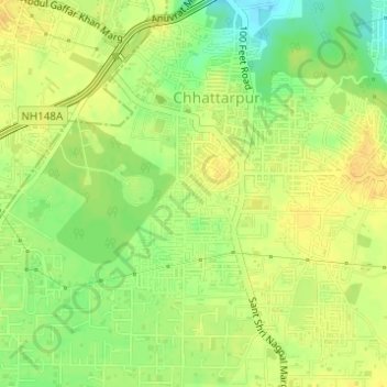 Mapa topográfico Chattarpur, altitud, relieve