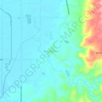 Mapa topográfico New Cortez, altitud, relieve