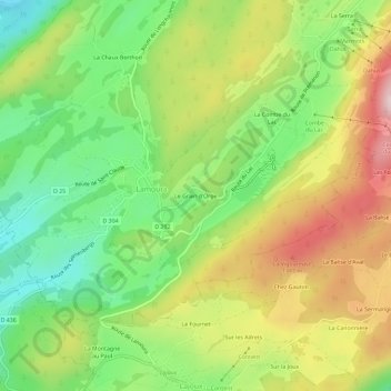 Mapa topográfico Le Grain d'Orge, altitud, relieve