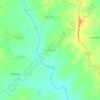 Mapa topográfico Limchhod, altitud, relieve