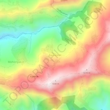 Mapa topográfico Rainaskot, altitud, relieve