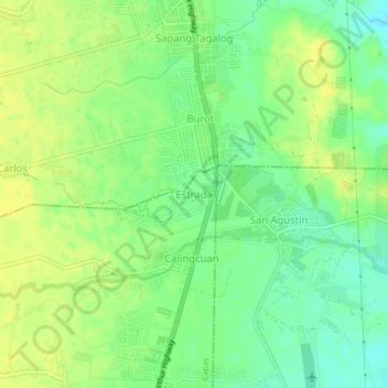 Mapa topográfico Estrada, altitud, relieve