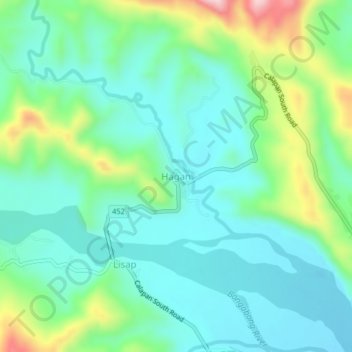 Mapa topográfico Hagan, altitud, relieve