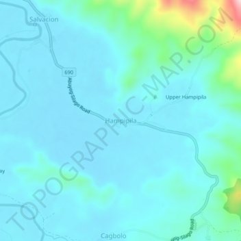 Mapa topográfico Hampipila, altitud, relieve
